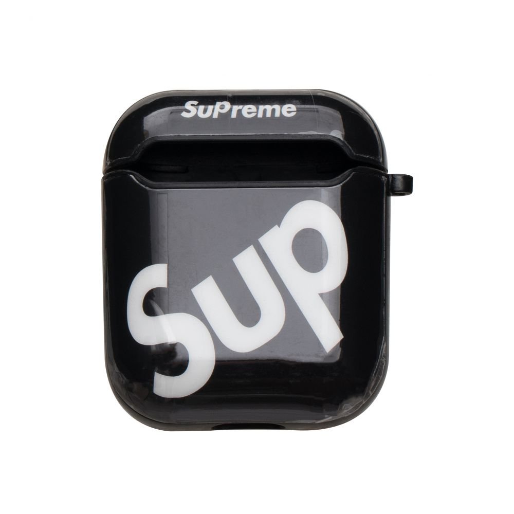 Чохол для навушників Apple AirPods/AirPods2 GLOSSY BRAND SUPREME (чорний)